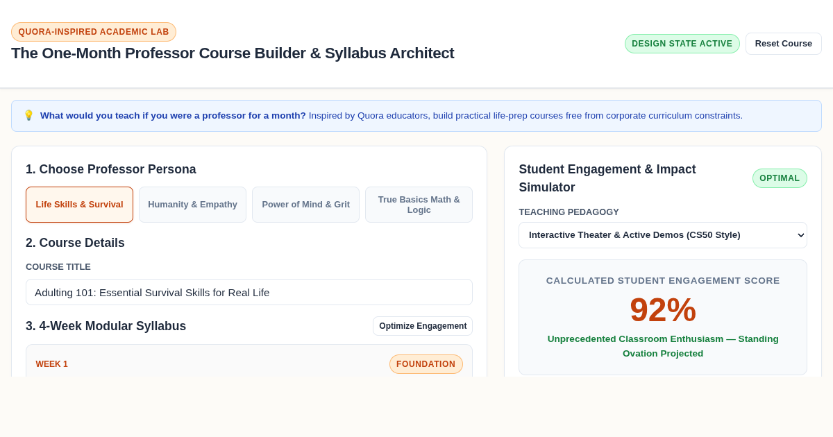The One-Month Professor Course Builder & Syllabus Architect preview