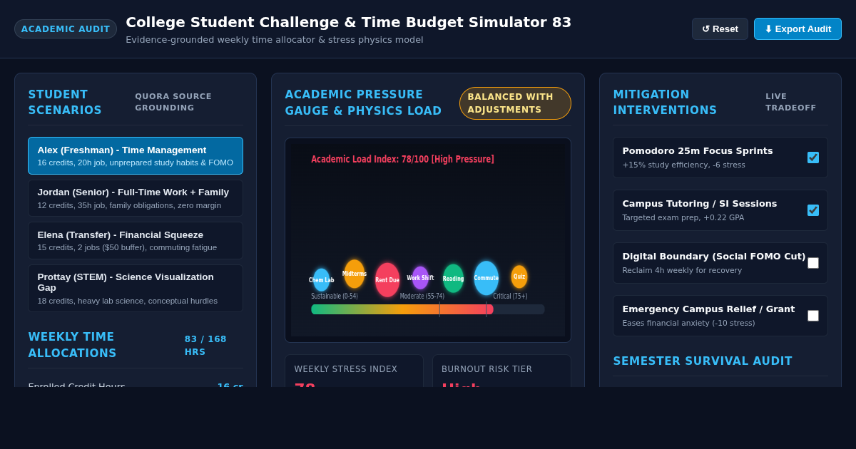 College Student Challenge & Time Budget Simulator 83 preview