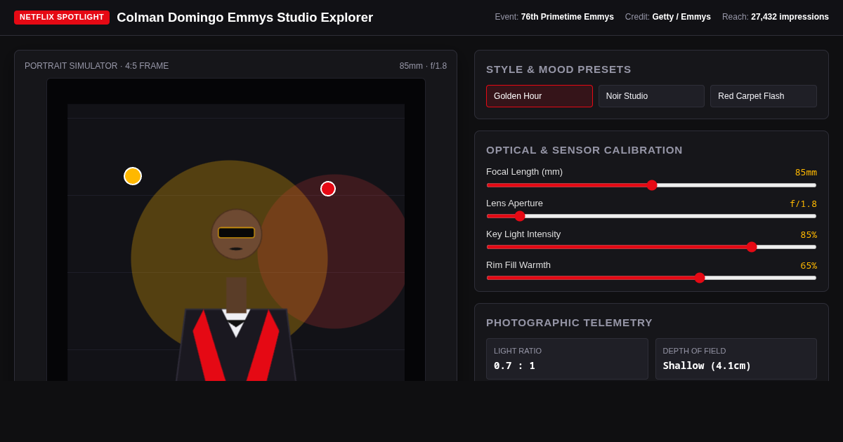 Colman Domingo Emmys Red Carpet Archive & Shot Composition Explorer preview