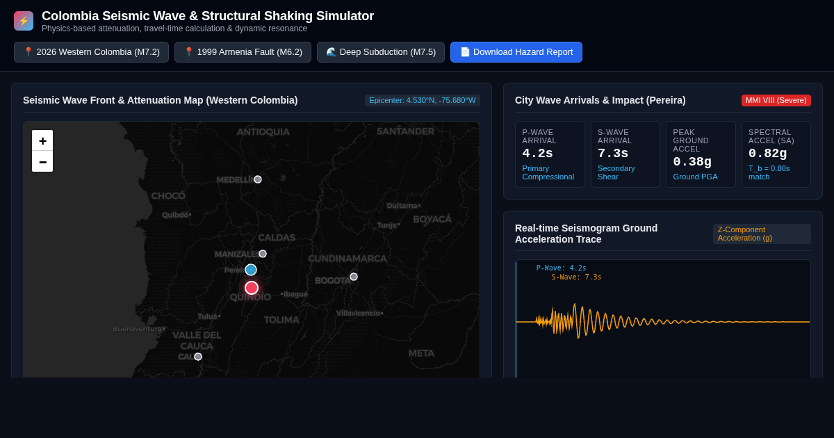 Colombia Seismic Wave & Structural Shaking Simulator preview