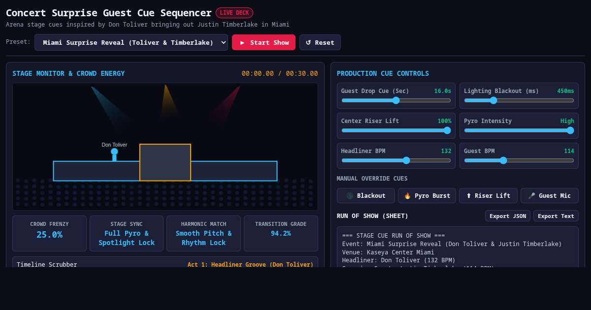 Concert Surprise Guest Cue Sequencer | Live Arena Director preview