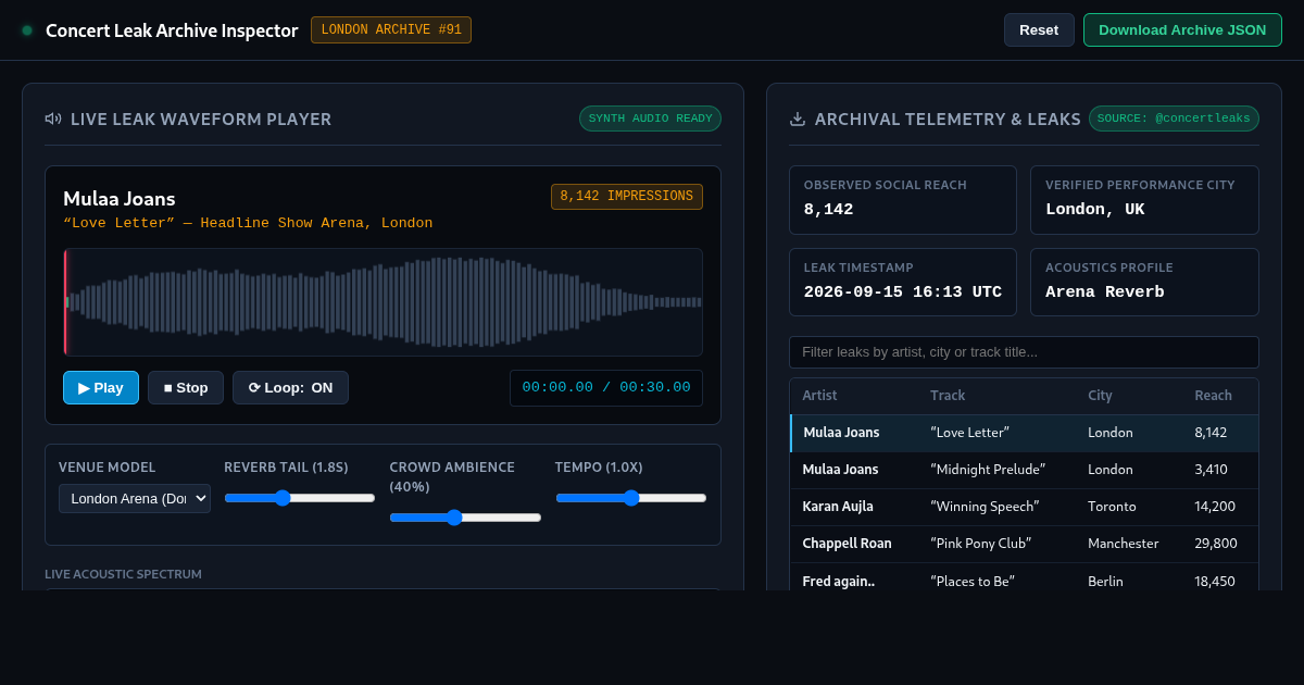 Concert Setlist & Audio Leak Archive Inspector preview