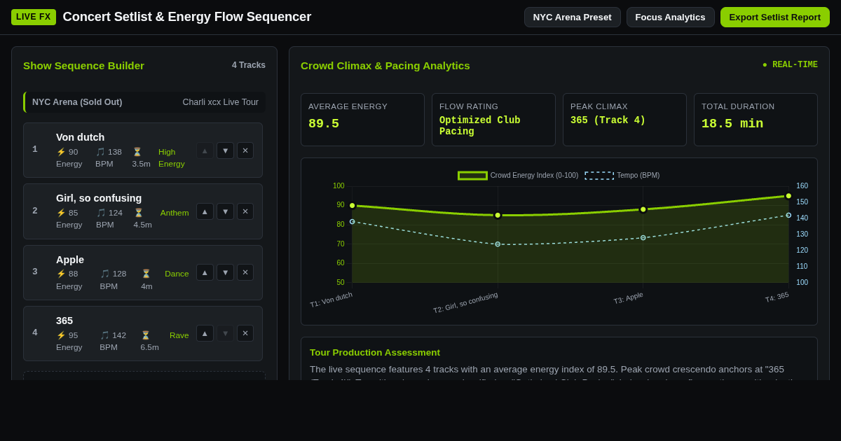 Concert Setlist & Energy Flow Sequencer | Live Pacing Workbench preview