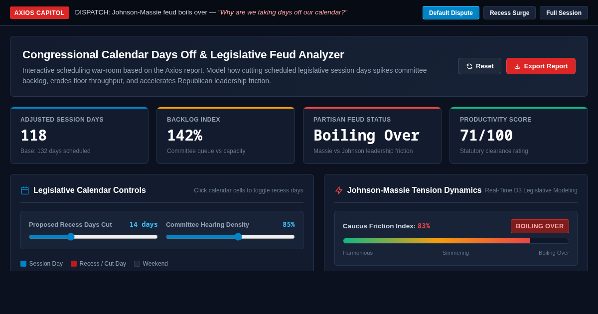 Congress Calendar Days Off Simulator & Legislative Feud Analyzer preview