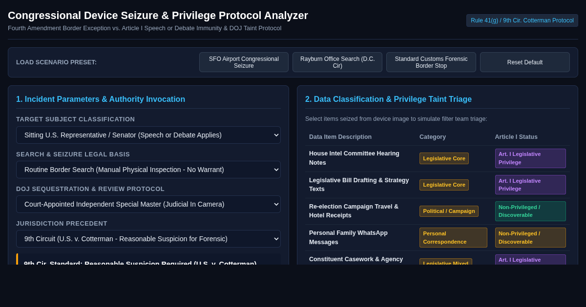 Congressional Device Seizure & Privilege Protocol Analyzer preview