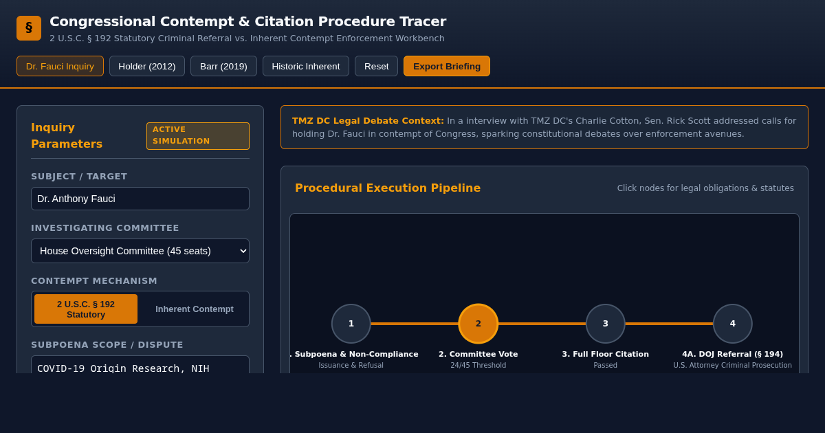 Congressional Contempt & Oversight Citation Procedure Tracer preview