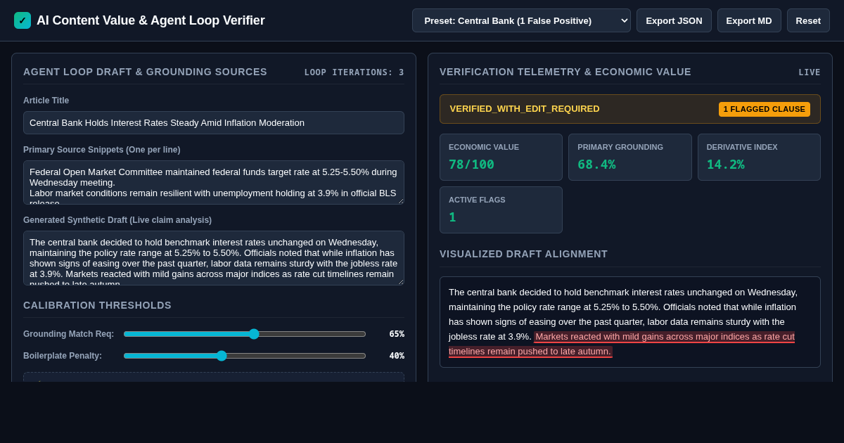 AI Content Value & Agent Loop Verifier preview