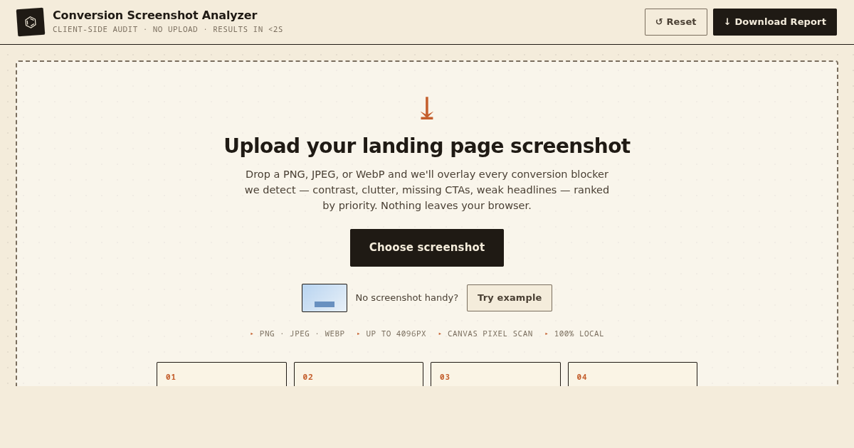 Conversion Screenshot Analyzer – Instant Landing Page Audit preview