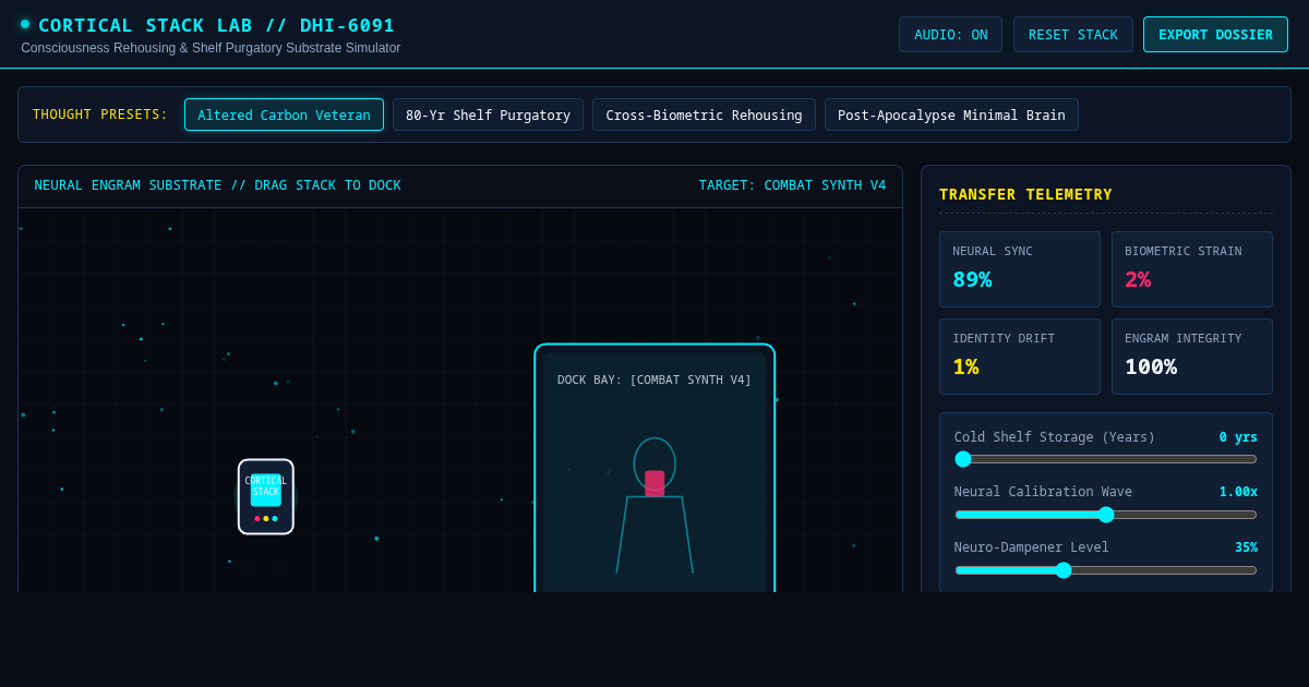 Cortical Stack & Sleeve Transfer Simulator: The Mind Backup Dilemma preview