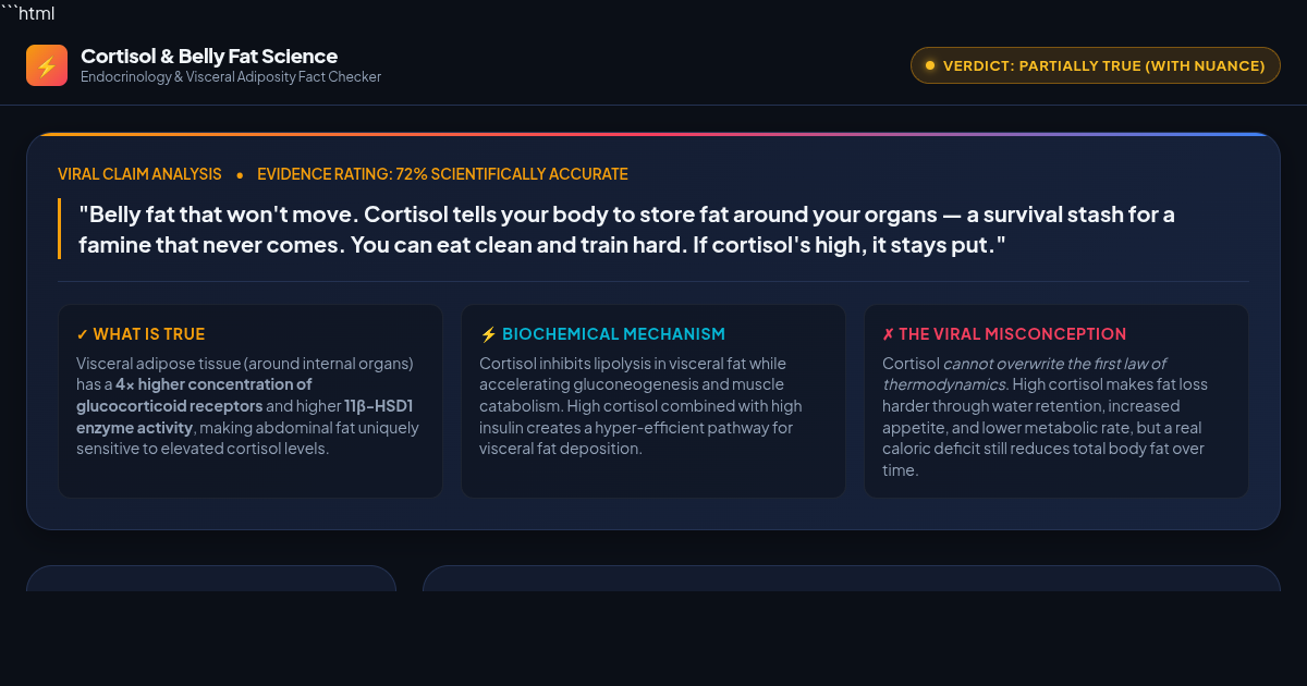 Cortisol & Visceral Belly Fat: Science Fact Check & Interactive Simulator preview