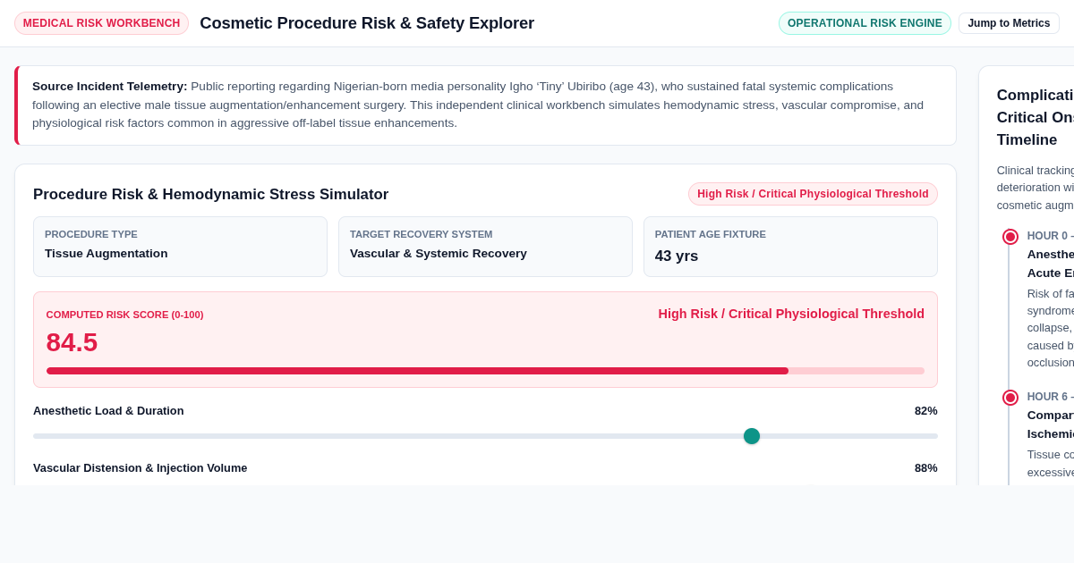 Cosmetic Procedure Risk & Health Incident Timeline and Anatomy Safety Explorer preview