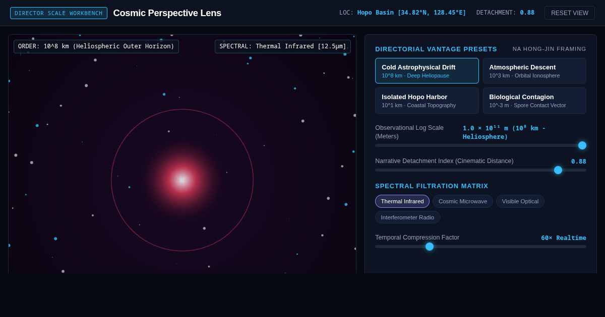 Cosmic Perspective Lens — Na Hong-jin 'Hope' Narrative Scale Studio preview