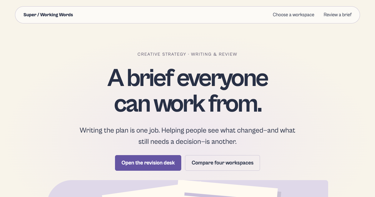 Creative brief writing and sharing preview