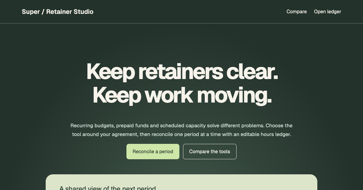 Creative Retainer Management Tools & Period Ledger preview