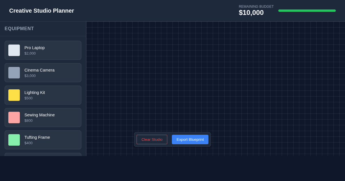 Creative Studio Space & Budget Planner preview