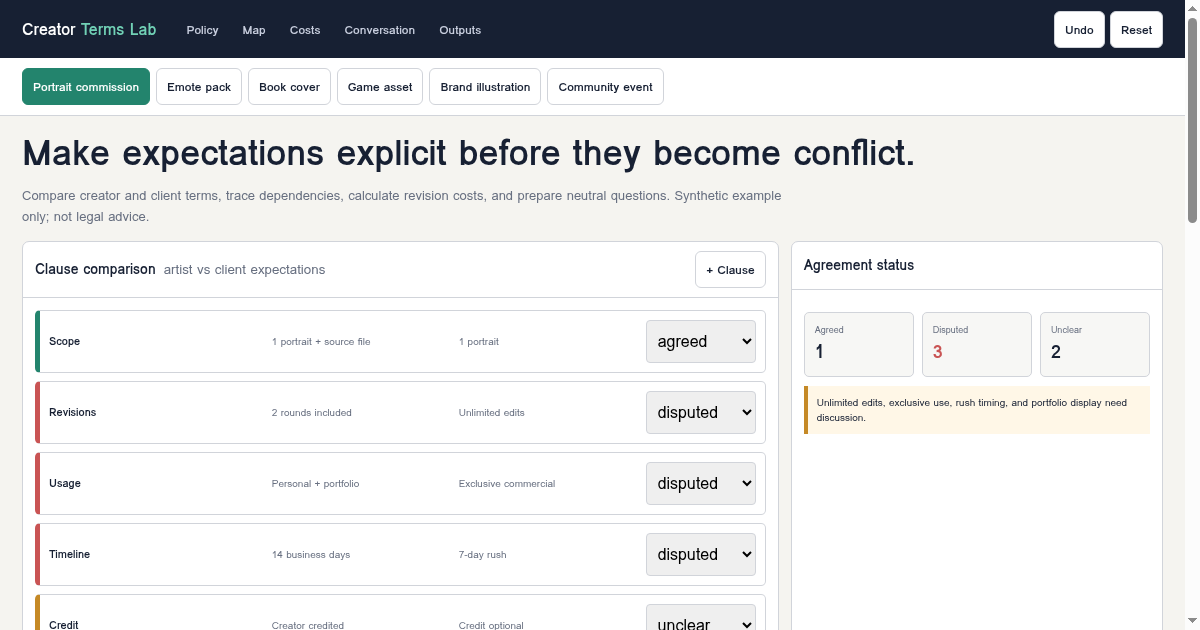 Creator Commission Policy Builder preview