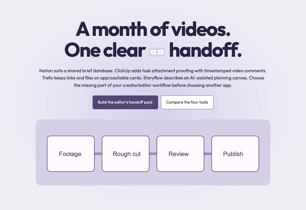 Creator/editor handoff planning preview