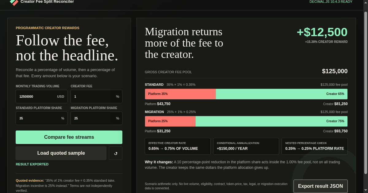 Creator Fee Split Reconciler preview