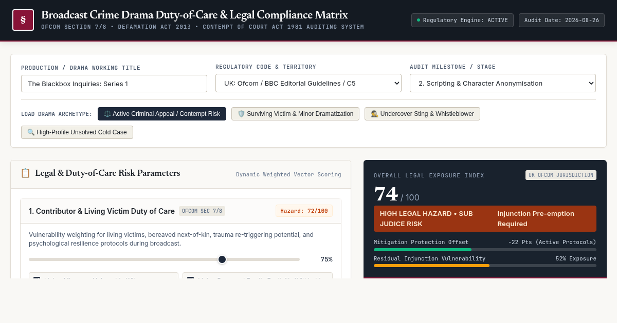 Broadcast Crime Drama Compliance Matrix & Duty-of-Care Audit preview