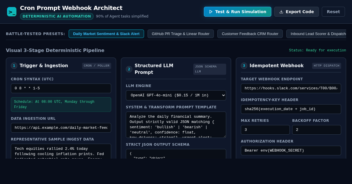 Cron Prompt Webhook Architect - Lean AI Automation Builder preview