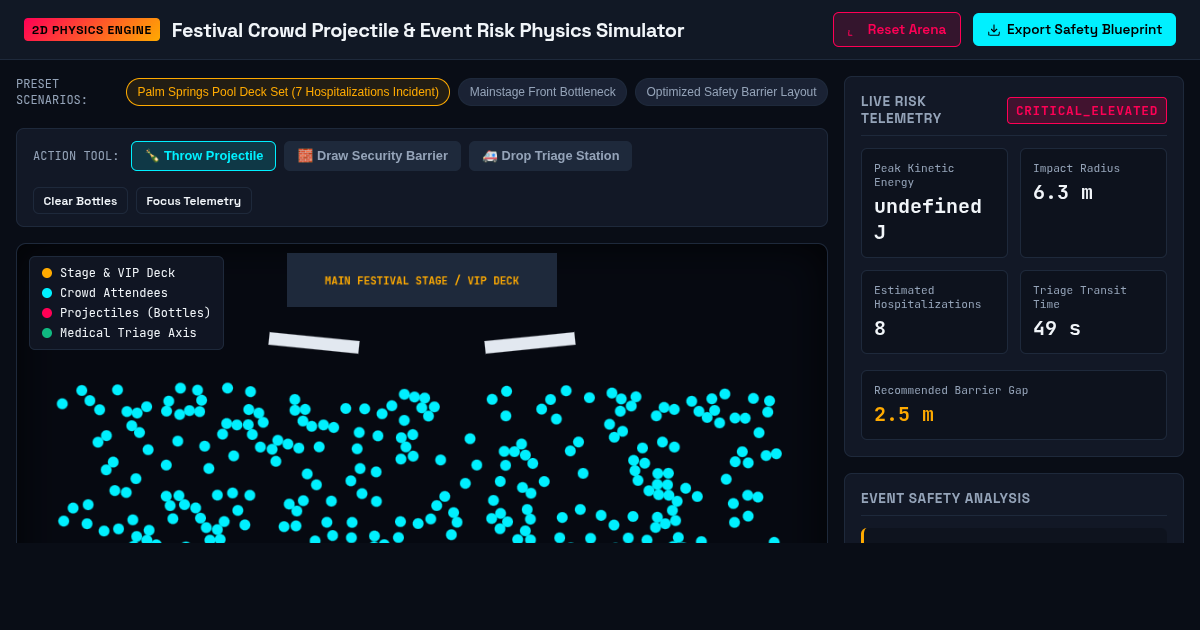 Festival Crowd Projectile & Event Risk Physics Simulator preview
