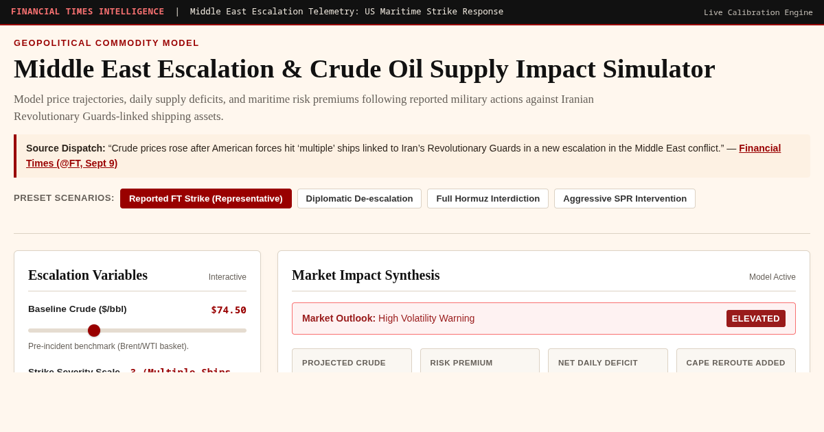 Middle East Escalation & Crude Oil Supply Impact Simulator preview