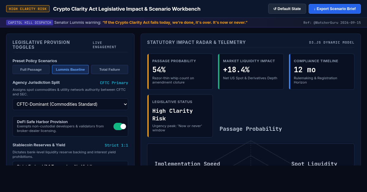 Crypto Clarity Act Legislative Impact & Scenario Workbench preview