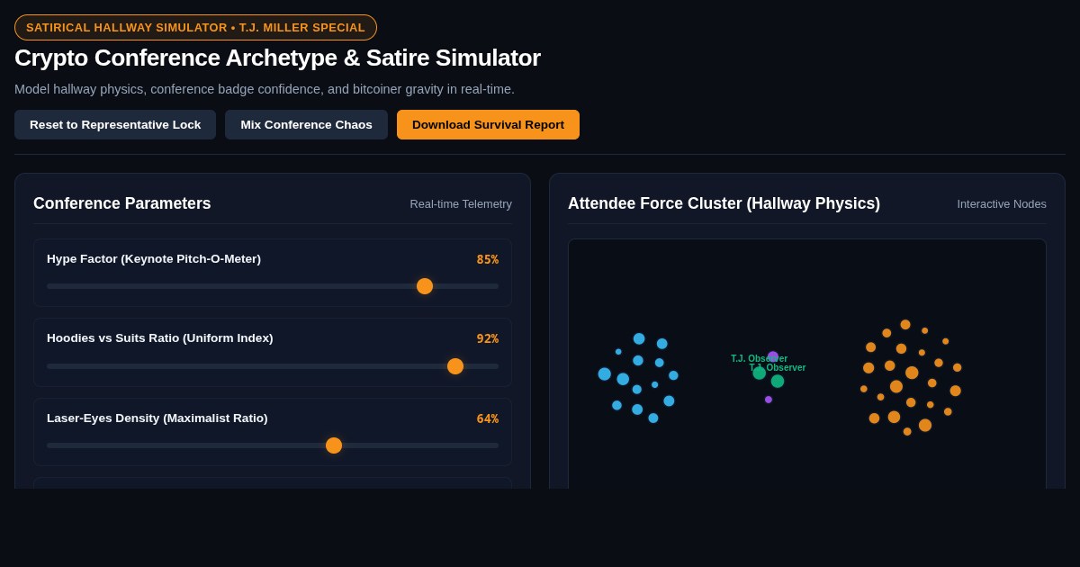 Crypto Conference Archetype & Satire Simulator preview