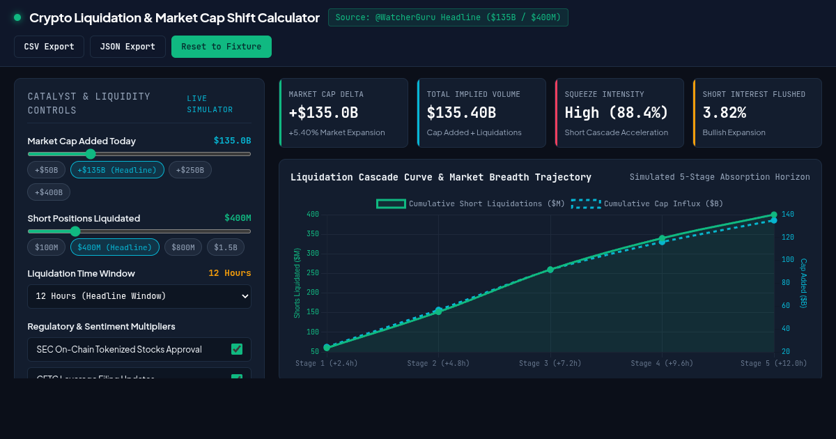 Crypto Liquidation & Market Cap Shift Calculator preview