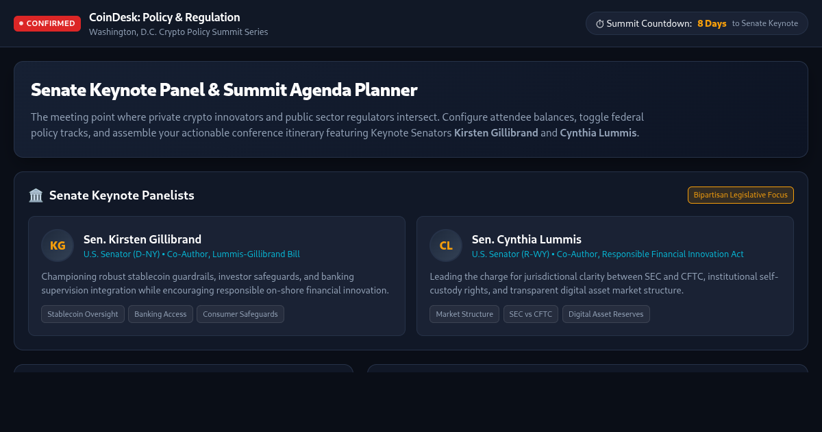 CoinDesk: Policy & Regulation Summit Agenda Planner preview
