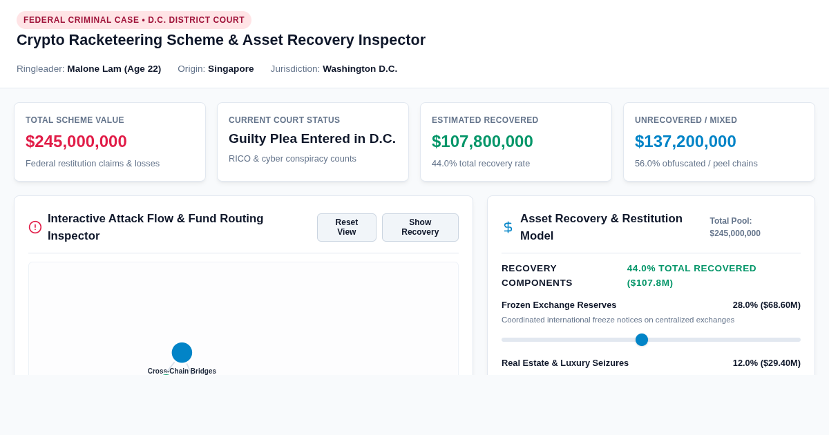 Crypto Racketeering Scheme Vector & Asset Recovery Inspector | $245M Forensic Analysis preview