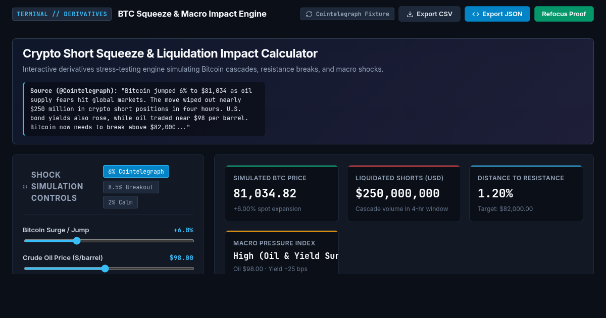 Crypto Short Squeeze & Liquidation Impact Calculator preview