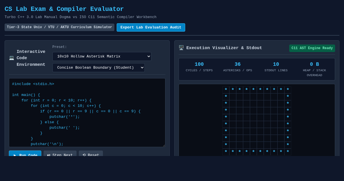 CS Lab Exam & Compiler Evaluator | Indian Engineering Lab Workbench preview