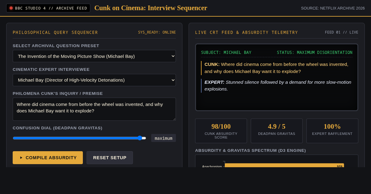 Cunk on Cinema: Interview Sequencer & Philosophical Query Engine preview