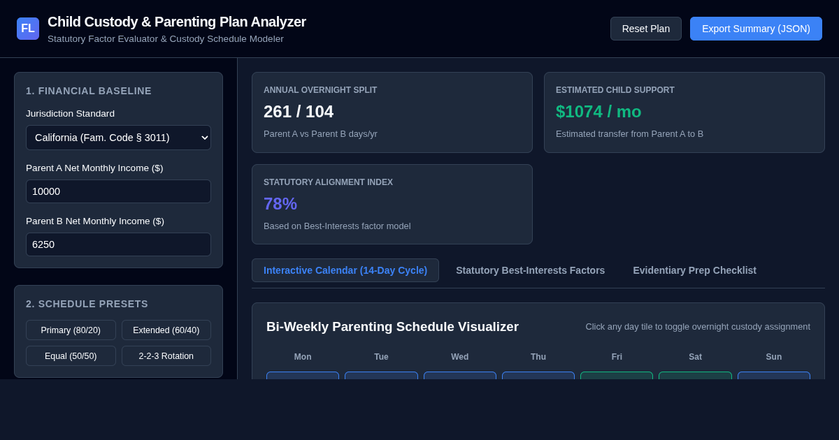 Child Custody & Parenting Plan Analyzer | Family Law Visualizer preview