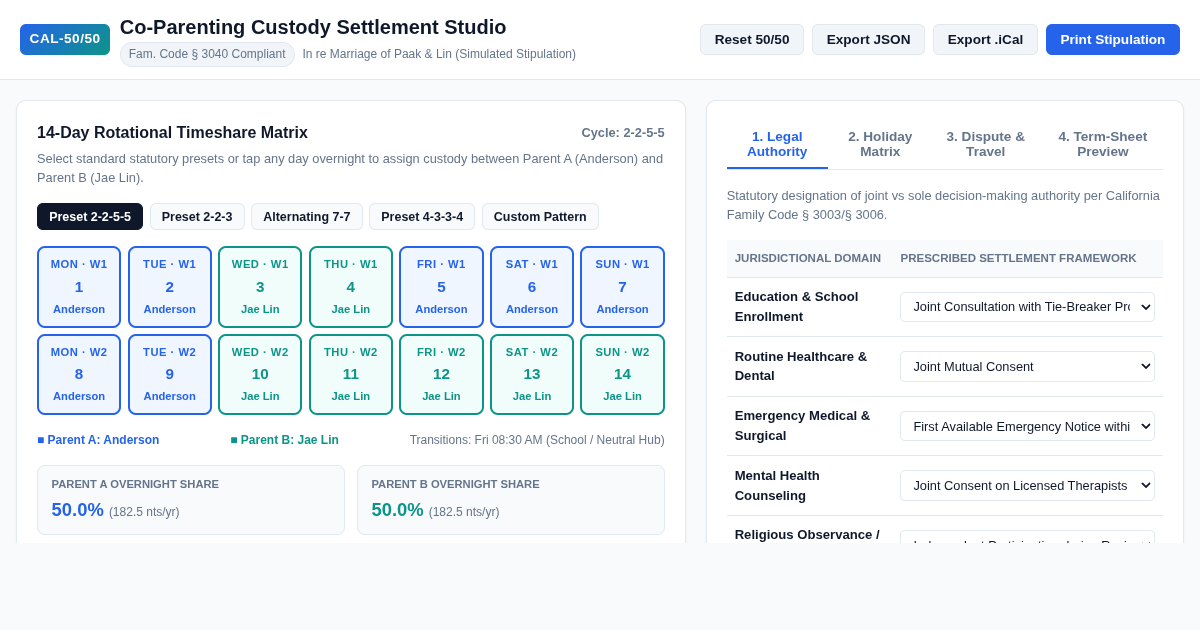 Co-Parenting Custody Settlement Studio preview