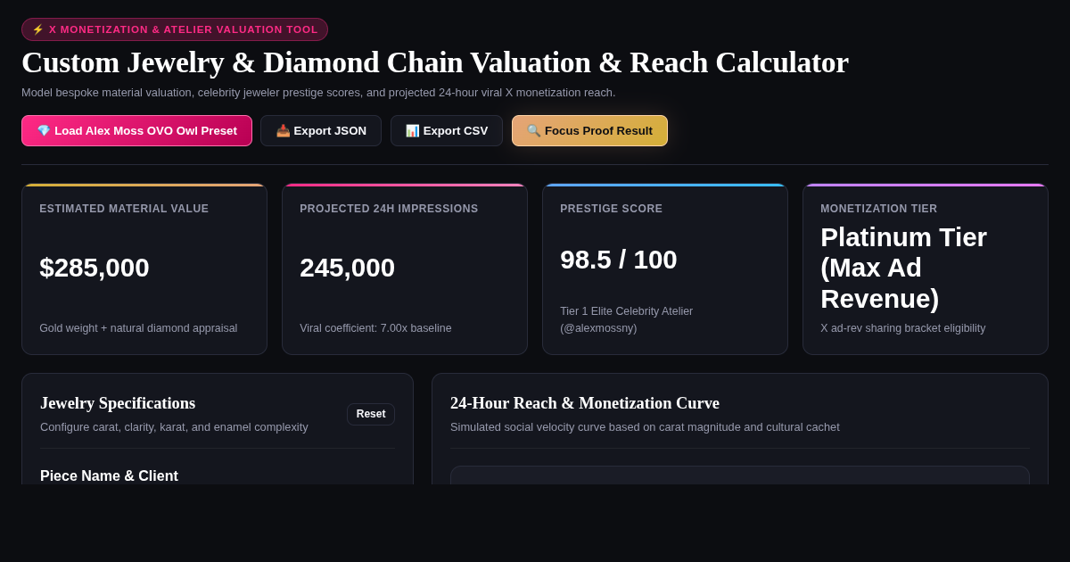 Custom Jewelry & Diamond Chain Valuation & Reach Calculator preview