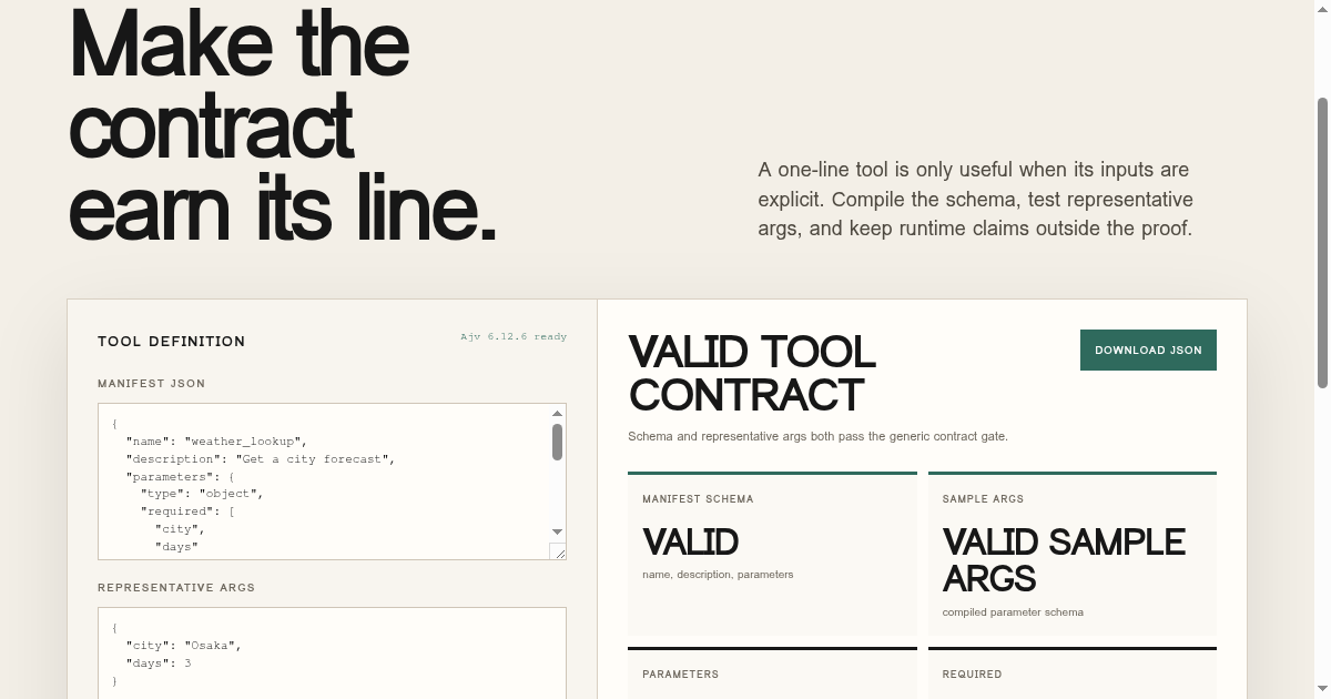 Custom Tool Contract Lab preview