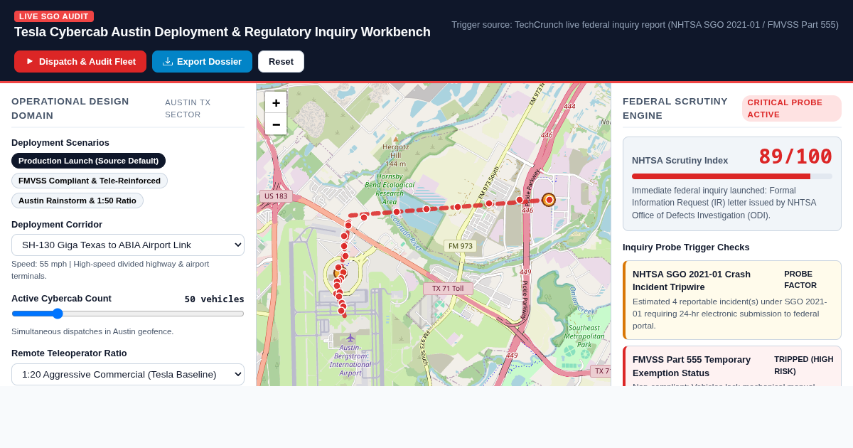 Cybercab Austin Deployment & Federal Inquiry Risk Audit Workbench preview