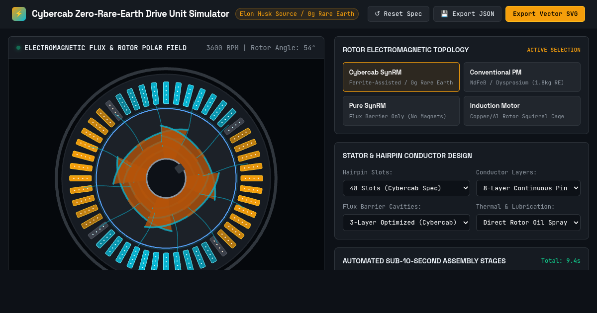 Cybercab Zero-Rare-Earth Drive Unit Simulator & Motor Architect preview