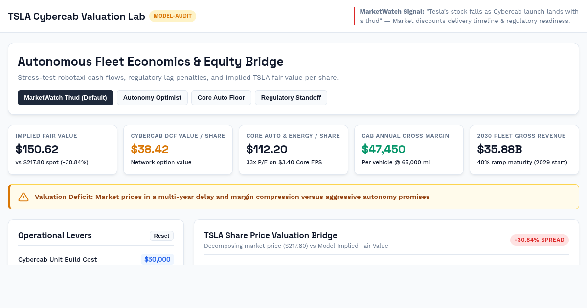 Cybercab Fleet Economics & TSLA Valuation Lab preview