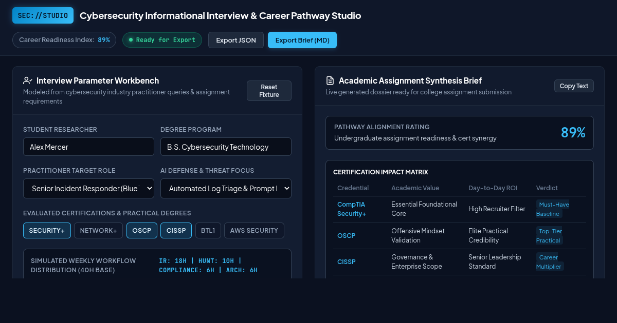 Cybersecurity Informational Interview & Career Pathway Studio preview