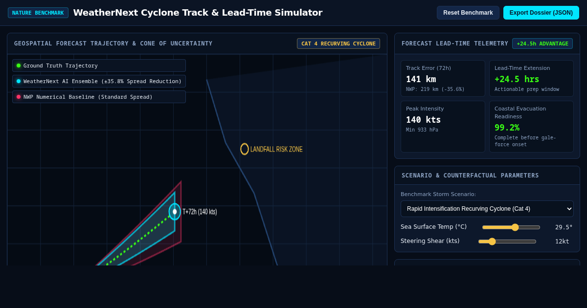 WeatherNext Cyclone Track & Lead-Time Simulator preview