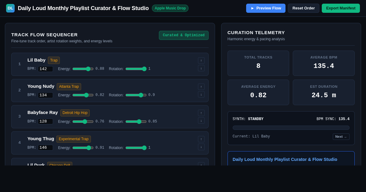 Daily Loud Monthly Playlist Curator & Flow Studio preview