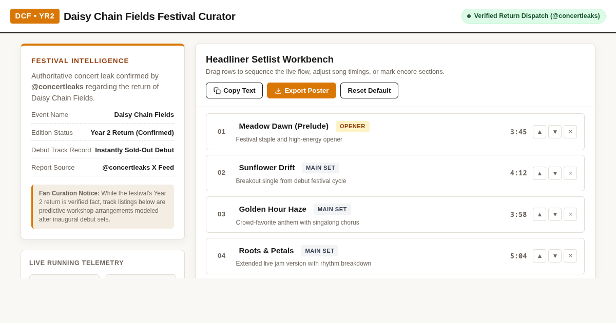 Daisy Chain Fields Year 2 Festival Return & Setlist Curator preview