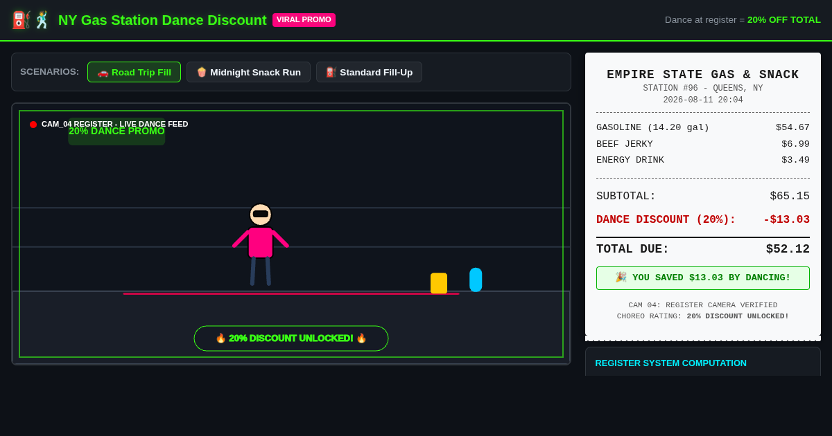 Gas Station Register Dance Discount Simulator preview