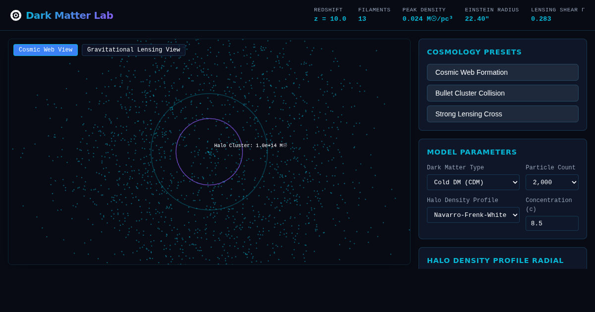 Dark Matter Cosmic Web & Gravitational Lensing Simulator preview
