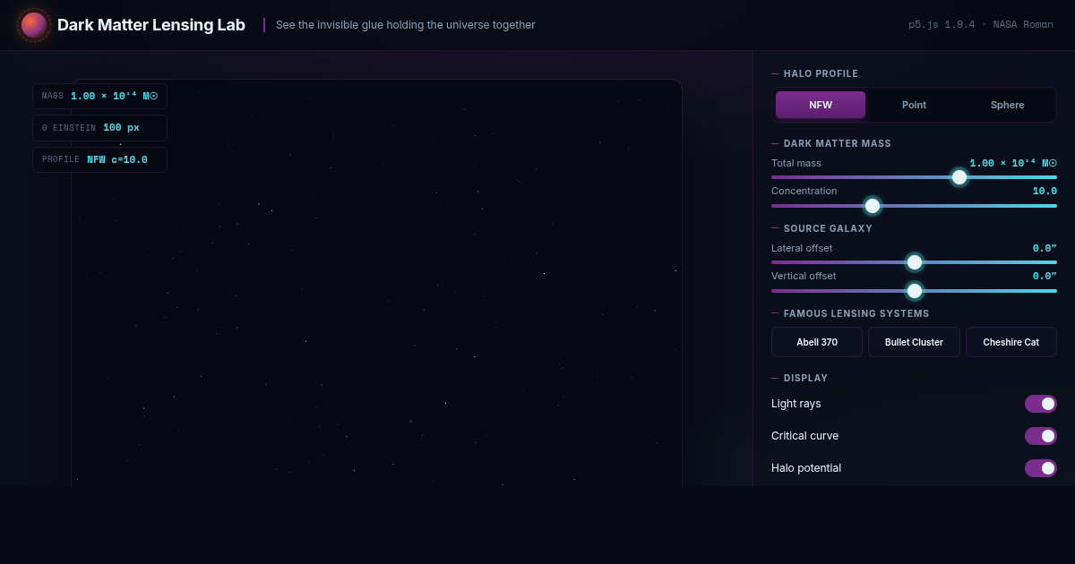 Dark Matter Lensing Lab — Interactive Gravitational Lensing Simulator preview