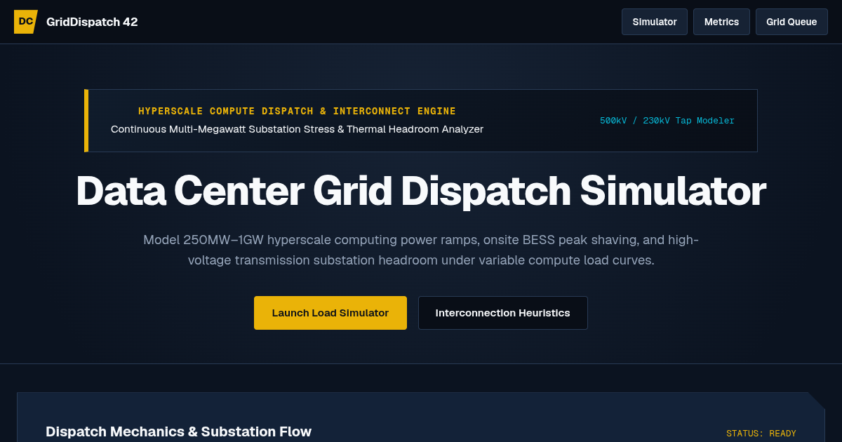 Data Center Grid Load & Power Dispatch Simulator preview