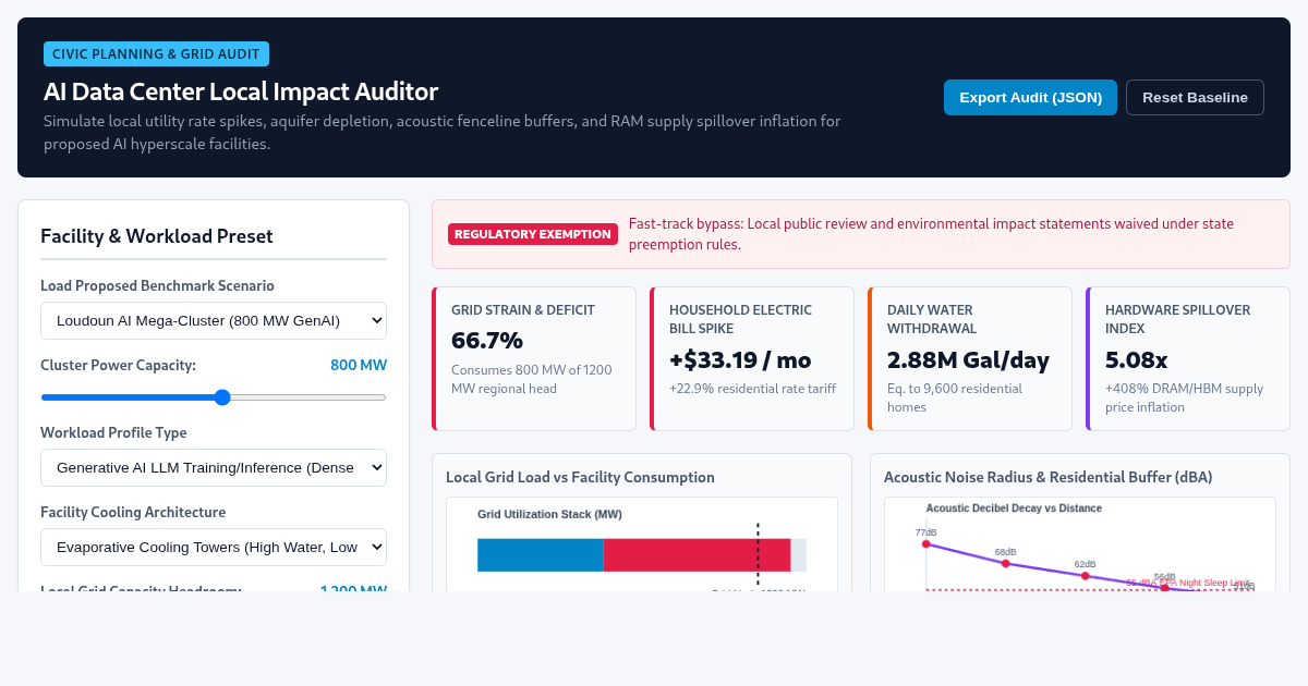 AI Data Center Local Impact Auditor & Zoning Simulator preview